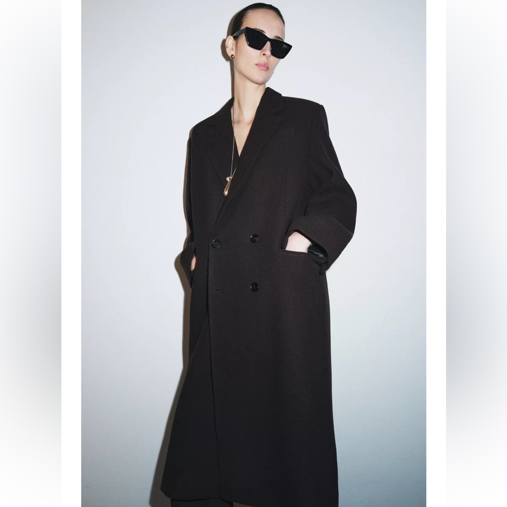 ZARA VIRAL OVERSIZED DOUBLE-BREASTED WOOL COAT